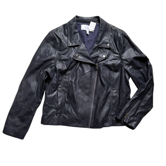 POPSUGAR Imitation Leather Moto Jacket NWOT size L - Picture 1 of 9